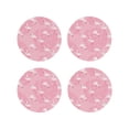 thumbnail image 2 of Balery 4 Pcs Pink Flamingos And Flowersleather Coasters Set, Drink Table Cup Coasters For Living Room Kitchen Coffee Decor, 2 of 9