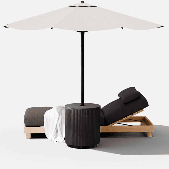 Chiccushion Umbrella Side Table, Patio Umbrella Base with 1.5 inch Hole, Fade & Scratch Resistant Lounger Table for Outdoor, Pool, Picnic, Black