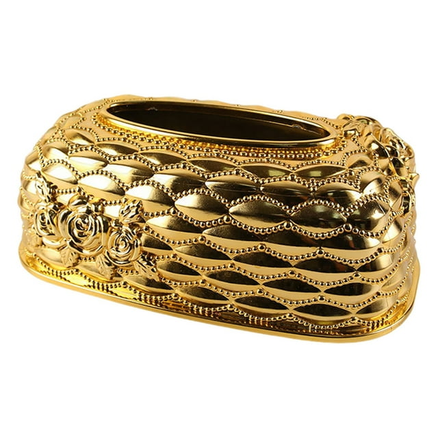 Wharick Tissue Box Cover, Rose Flower Pattern Oval Texture Plastic