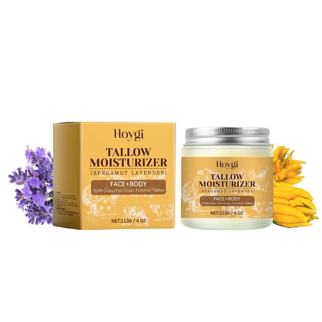Crema hidratante, crema hidratante, crema facial, bálsamo de sebo de res alimentado con pasto con crema hidratante para una hidratación suave, 113 g de crema de mantequilla