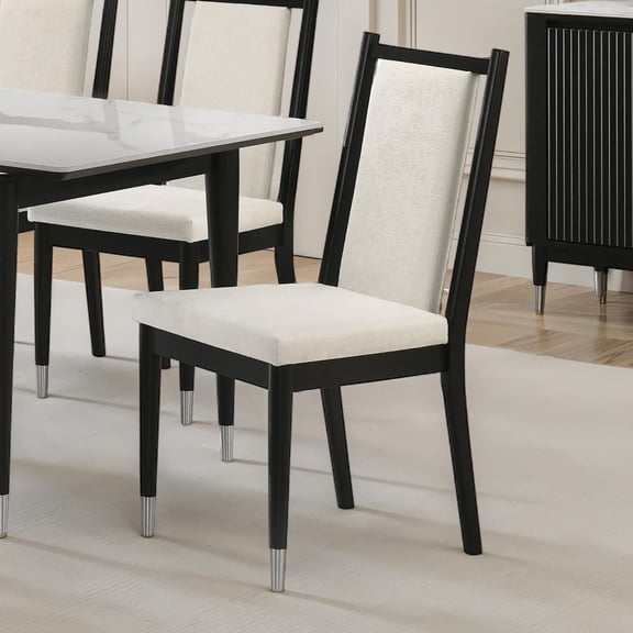 LifeSky Modern Dining Chairs 2-Pack: 2 Contemporary Side Chairs for Dining Room - Angled Back Comfort for Long Meals & Guests - Black White Finish Arrow Legs