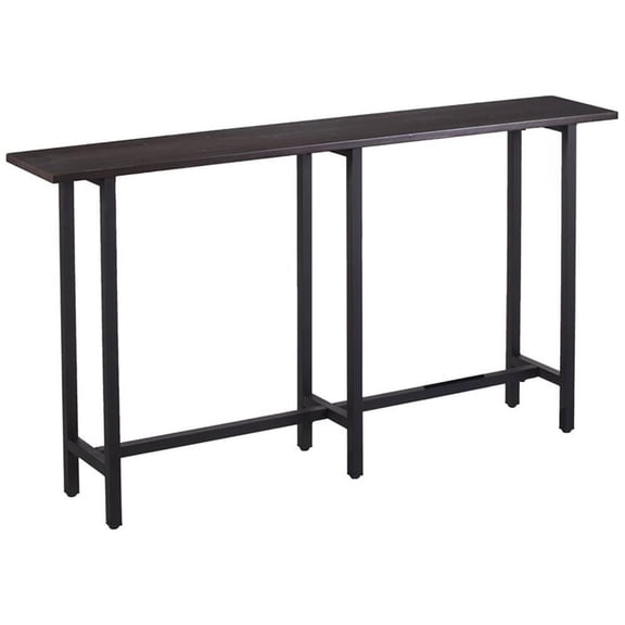 Pemberly Row Contemporary Long Narrow Wooden Console Table in Matte Black