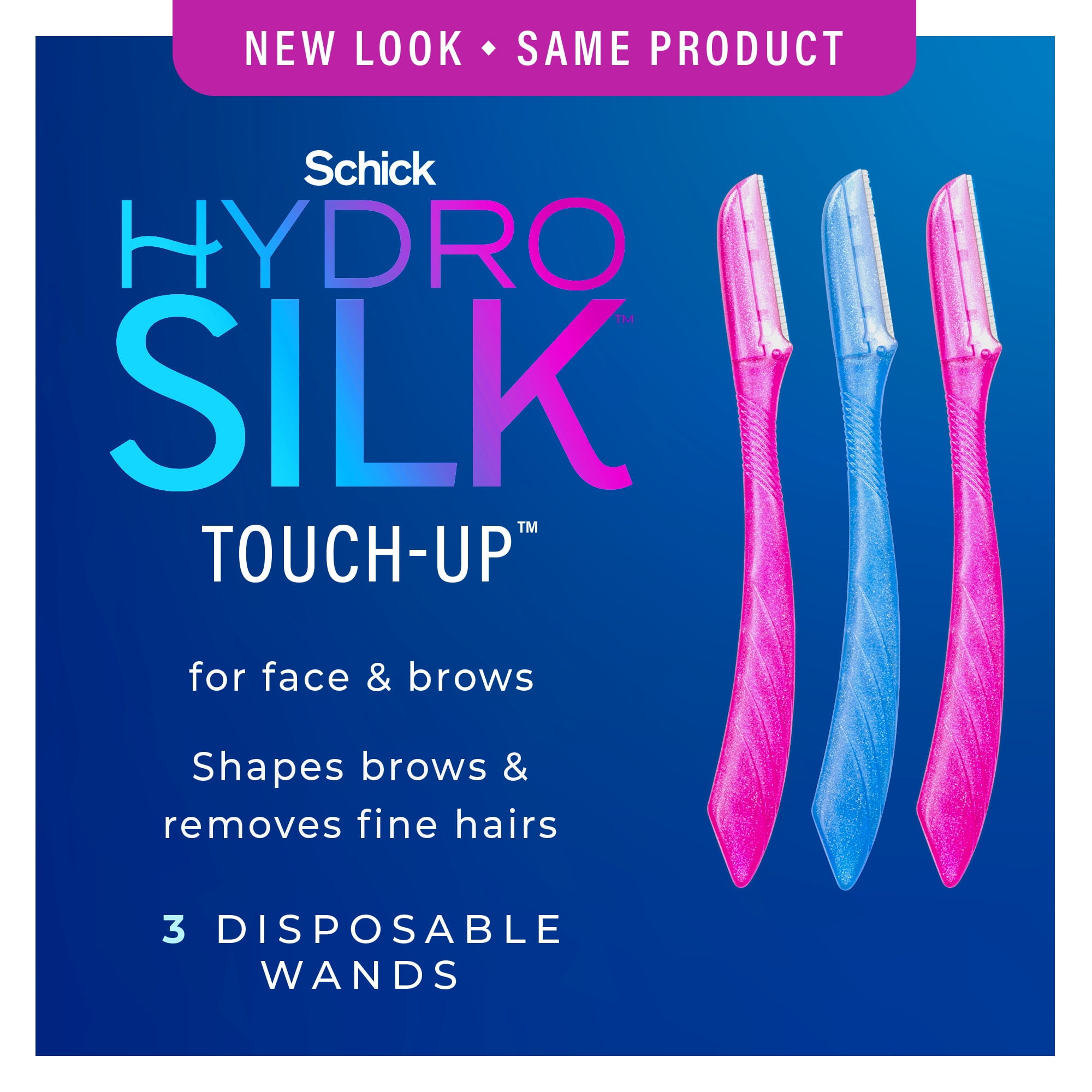 Schick Hydro Silk Touch-up Manual Dermaplaning Razor with Precision Cover, 3 Ct, Women’s Face Razor