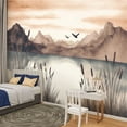 thumbnail image 2 of Peel and Stick Wallpaper Waterproof Mountain Peak Lake Wall Mural Tall Reeds Water Body Birds Wall Mural Decor Self Adhesive and Removable 100in x 144in, 2 of 8