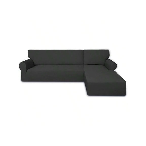 Er Stretch Sectional Couch Covers 2 Pcs Spandex Non With Elastic Bottom For L Shape Sectional Sofa Couches Great For Pets 3 Seat Sofa 3 Seat Chaise Dark Gray