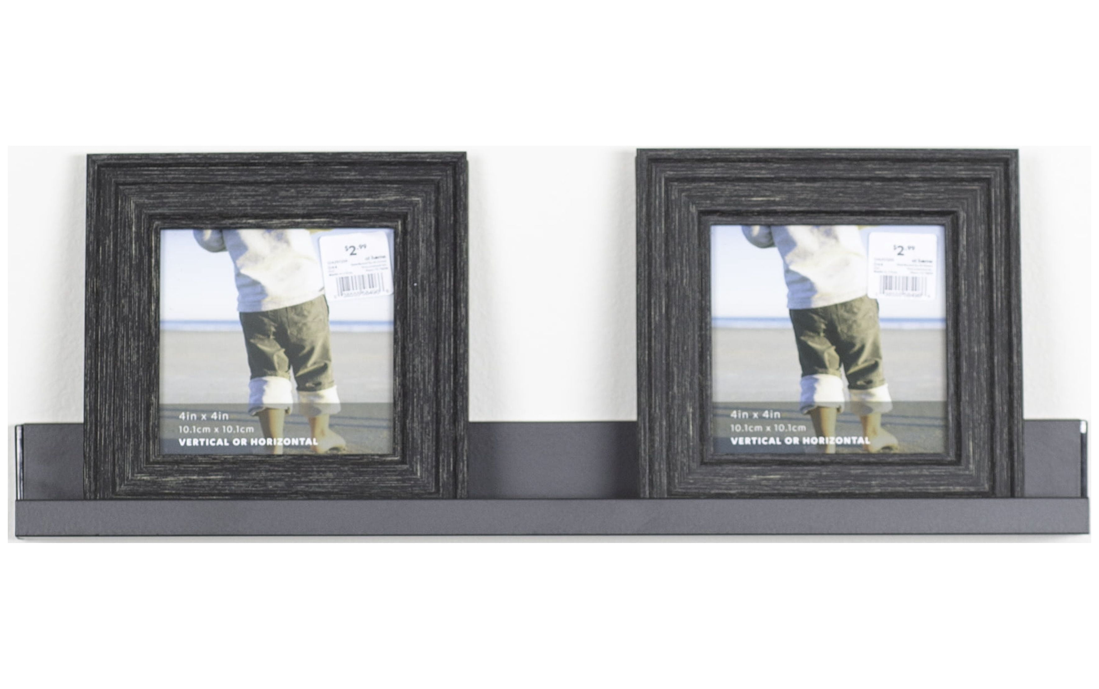 (2 pack) Hangman No Stud Photo & Collector's Ledge Floating Shelf - 18" - Black - Aluminum - Level and Hardware Included - No Drills or Anchors Needed