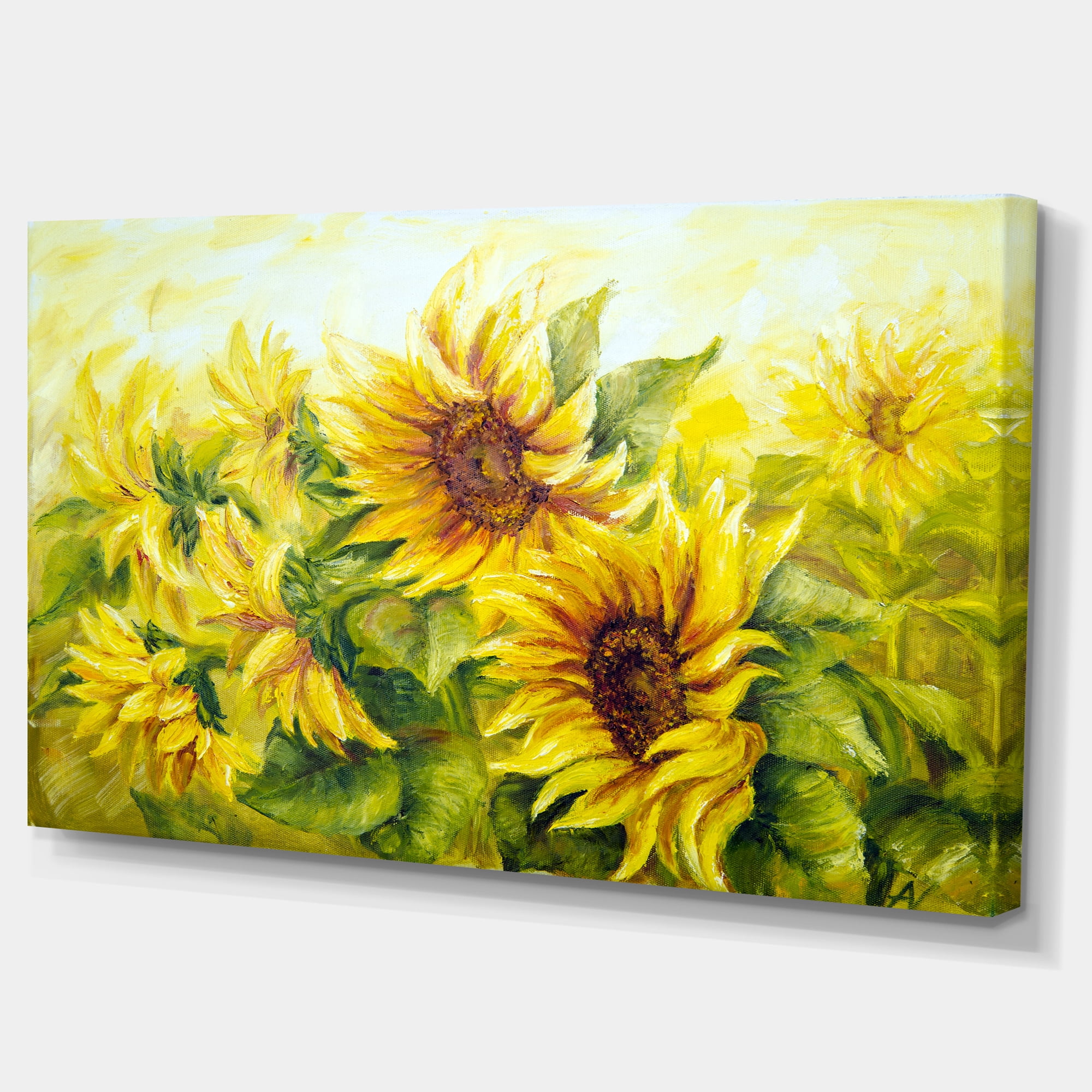 Designart 'Bright Yellow Sunny Sunflowers ' Floral Painting Canvas