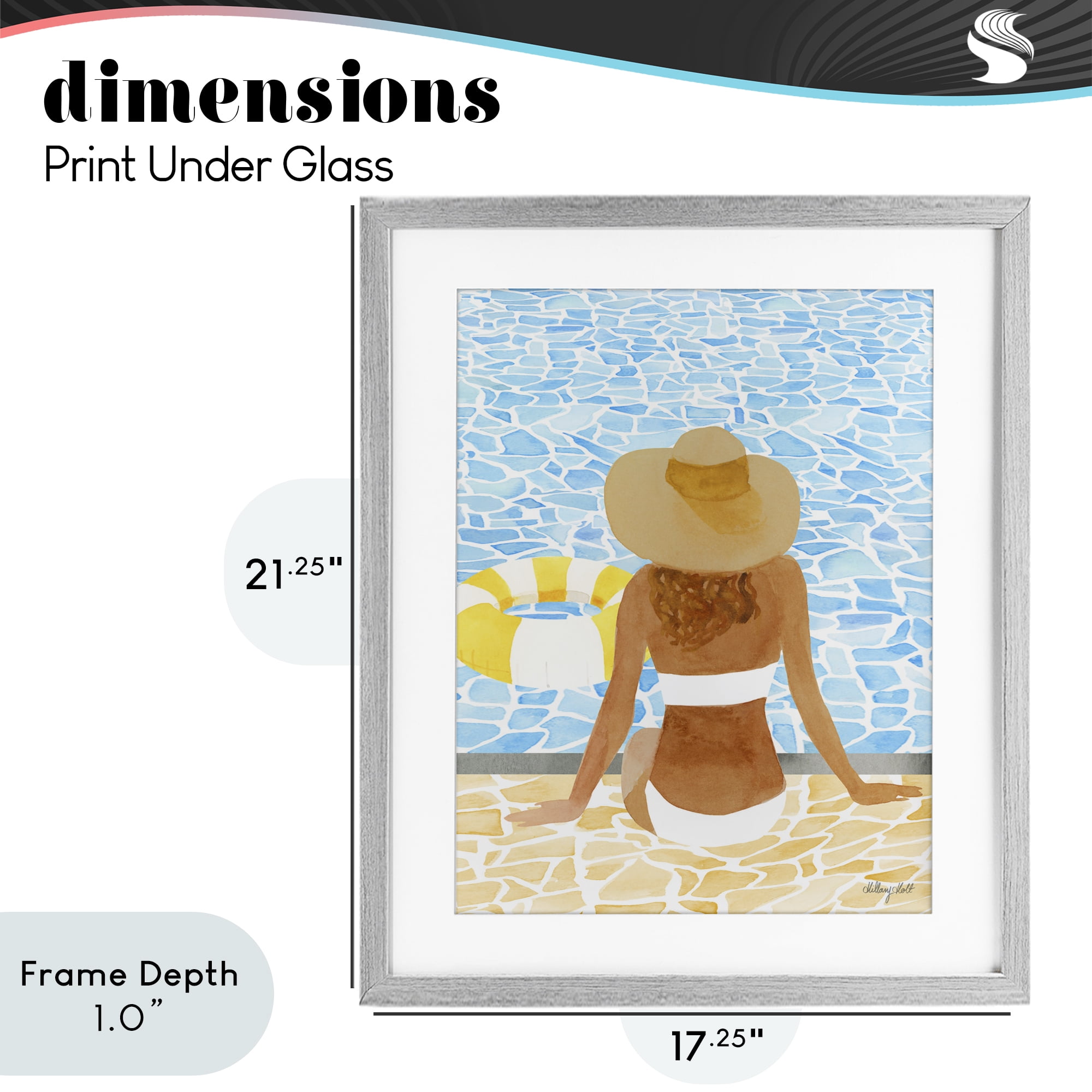 Stupell Industries Summer Poolside Chill Gray Framed Print Under Glass, design by Hillary Holt