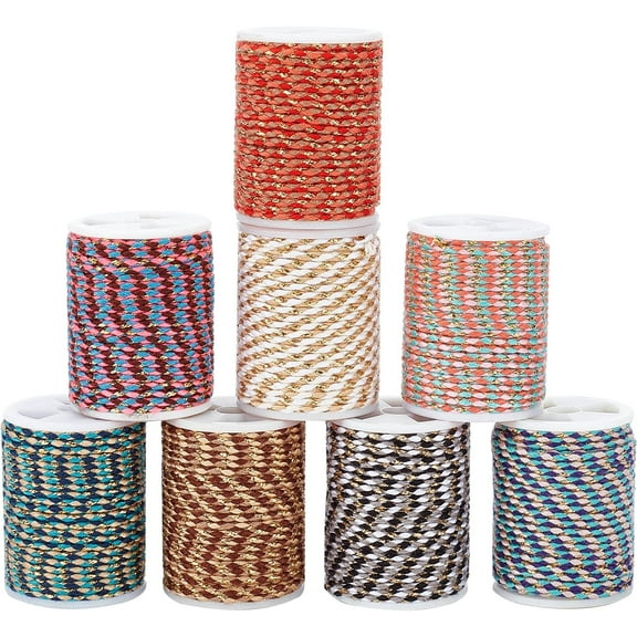 8 Rolls 8 Colors Christmas Twine Colorful Cotton String Cord Twisted Macrame Rope for Gift Wrapping DIY Packing Arts Crafts Garden Decoration Supplies