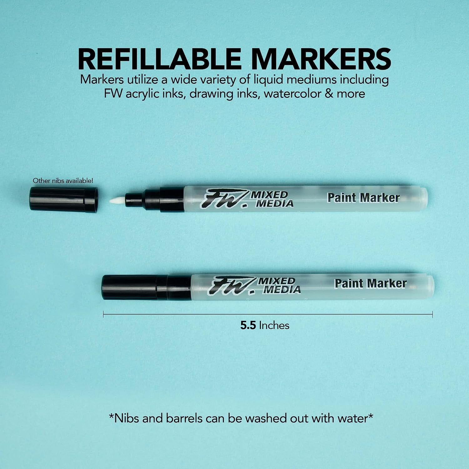 FW Mixed Media Paint Marker (Small, Hard Nib, 102) 2-Pack