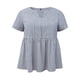 thumbnail image 2 of GRACE & GRANDEUR Blusas de Gingham de Talla Grande para Mujeres 100% Algodón Top Peplum Cuello Notch de Manga Corta Verano Flowy Blusa Babydoll 3X Azul Marino, 2 of 6