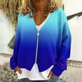 thumbnail image 2 of Miluxas Womens Cardigan Gradient Printed Fuzzy Jacket Winter Open Front Zip up V Neck Fleece Outwear Blue XL(XL), 2 of 5