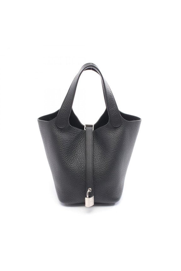 Pre-Owned Hermes Herms Picotin Lock PM handbag in Taurillon Clemence leather, black. (Good)