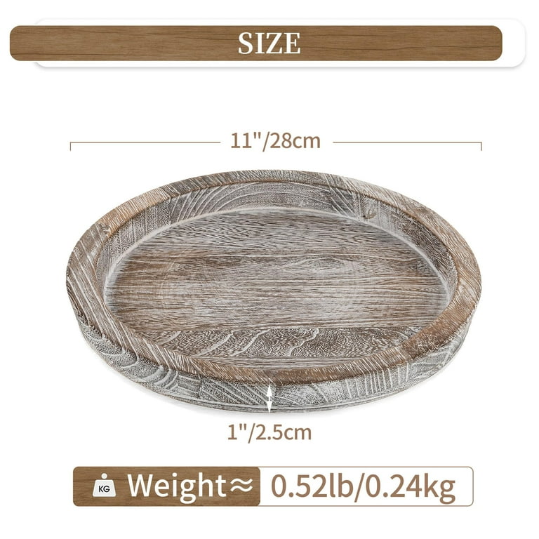 Hanobe Rustic Paulownia Wood Round Candle Tray photo 7
