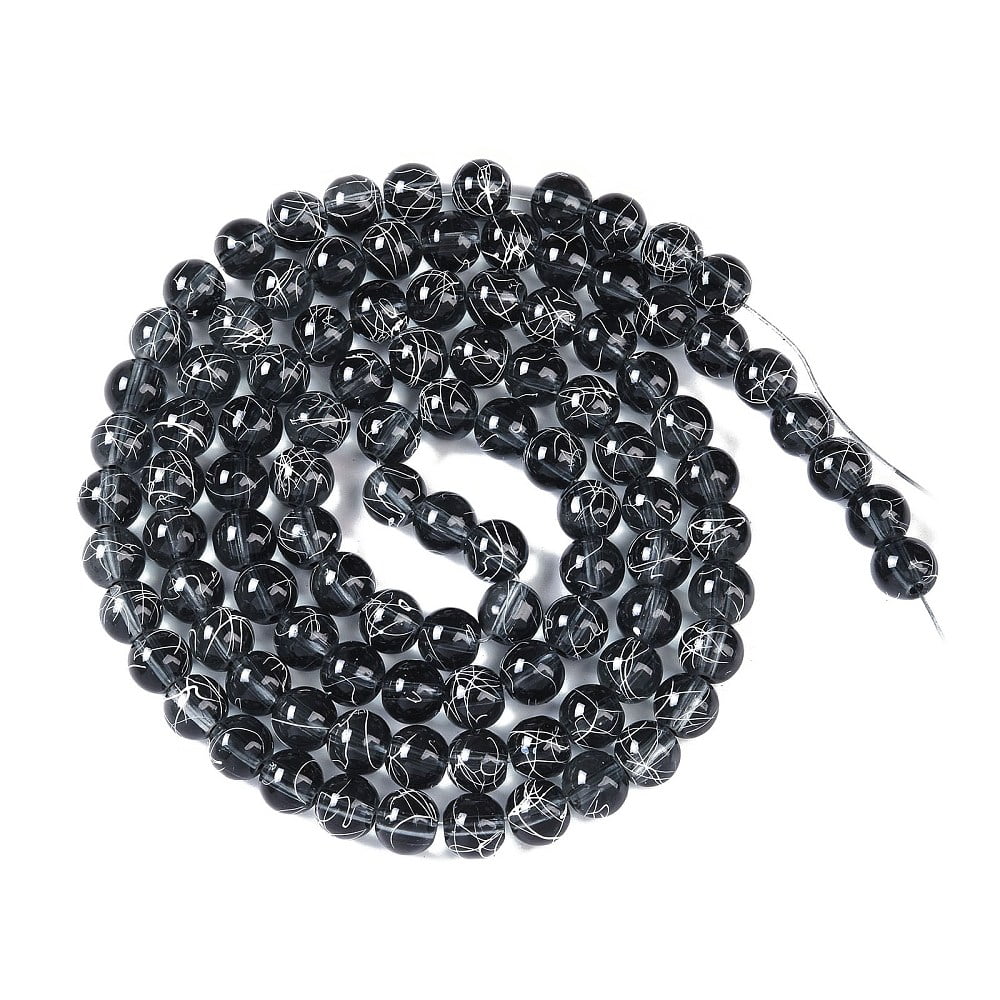 Drawbench Transparent Glass Beads Strands Spray Painted Round Gray 8mm Hole: 1.3~1.6mm 31.4 inch