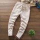 thumbnail image 4 of ICHUANYI Clearance Men Summer New Cotton And Hemp Short Sleeve Long Pants Fashion Comfortable Suit(Khaki, XL) Ichuanyi Ichuanyi, 4 of 7