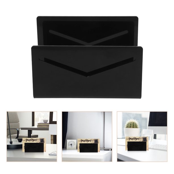 WEUVEB Organizador De Escritorio Para Cartas Y Documentos En Acrílico Negro Con Material Duradero