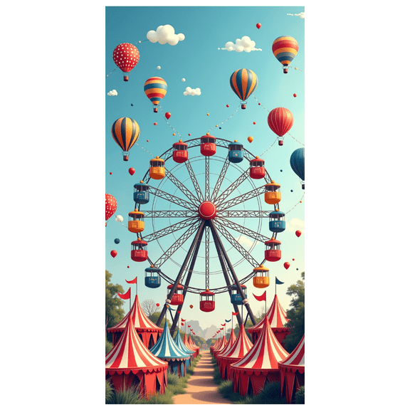 Carnival Festival Ferris Wheel Backdrop Banners for Party Supplies Outdoor Decorations Background Funfair Celebration Fairground Decor Event