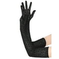 thumbnail image 5 of INSPIRE CHIC Women's Long Tulle Sheer Glove Leopard Print  21" Elbow Length Finger Gothic for Halloween Opera Masquerade Black, 5 of 6