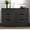 Dark Gray Oak, variant on STYLIVIA 6 Drawer Dresser with Cut-Out Handles Oslo Oak 47" W x 15.6" D x 31.7" H