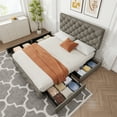 thumbnail image 6 of Huloretions Full/Queen/King Size Bed Frame with 4 Storage Drawers and Adjustable Headboard,Faux Leather Upholstered Platform Bed Frame with Button Tufted Design,Wooden Slats Support No Box Spring Need, 6 of 9
