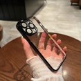 thumbnail image 1 of Luxury Plating Clear Phone Case For iPhone 15 14 11 12 13 Pro Max Plus Shockproof Cases Camera Lens Protection Cover Accessories Black For iPhone 13 Pro, 1 of 6