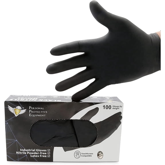 S&G Black Nitrile Gloves Disposable Latex-Free Multipurpose Gloves for Cleaning, Mechanic, Cooking | 3 Mil - 100 | X-Small