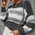 thumbnail image 5 of Fesfesfes Women Sweaters Casual Round Neck Striped Long Sleeve Pullover Sweater Plus Size $10, 5 of 9