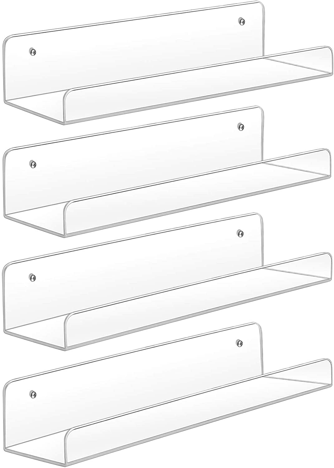 PIKADINGNIS Acrylic Shelves,4 Pack 15 Inch Floating Wall Mounted