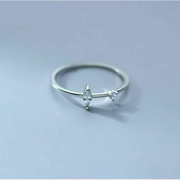QQTDFG 925 Sterling Silver CZ Midi Knuckle Thin Dainty Band Thumb Pinkie Ring A3216-Silver-7.5