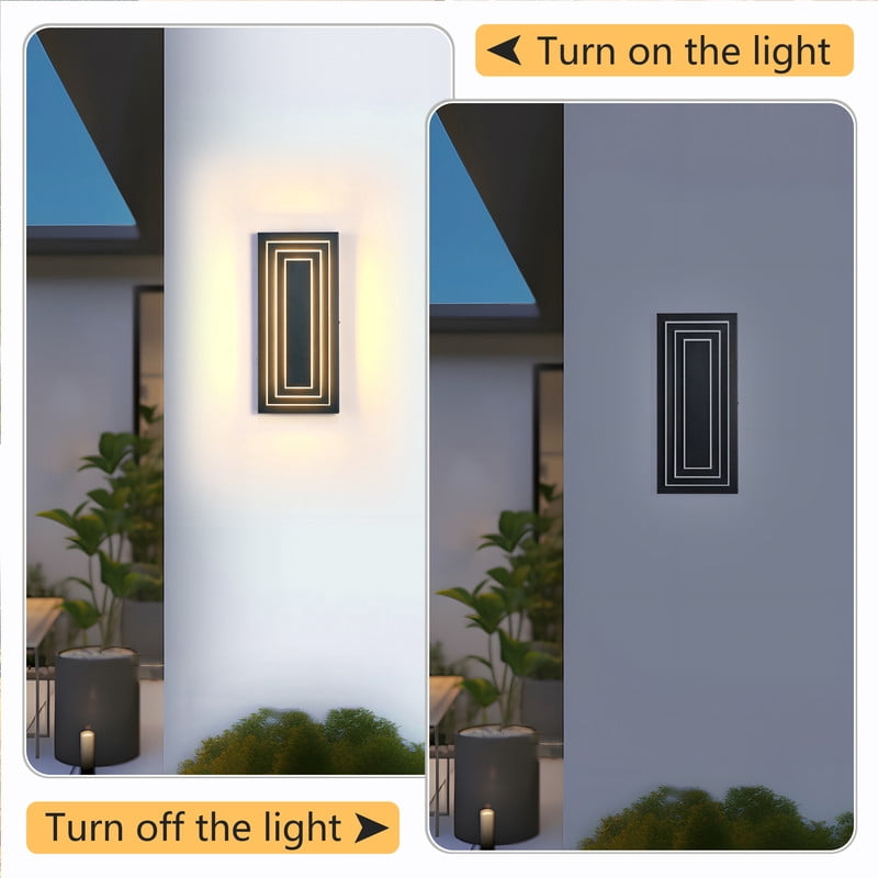 TICOZE 3 Tier 15.7 Inch Outdoor Light Fixture 2 Pack Black Exterior Wall Light Modern LED Wall Sconce Waterproof Outdoor Garage Light for House, Entryway, Porch