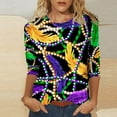 thumbnail image 2 of Outfmvch Chemises Mardi Gras pour Femmes, Manches 3/4 Hauts pour Femmes, Tenue Mardi Gras pour Femmes, Blouses pour Femmes, Hauts d'Entraînement pour Femmes, Tunique Graphique de Carnaval Manches 3/4 Col Rond Blouse Verte 2TG, 2 of 5
