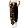 thumbnail image 2 of XQYLOS Girls Halloween Sweatpants - Pumpkin Ghos𝗍 Print 𝖣rawstring Baggy High Waisted Elastic Long Bottom for Kids 3-14Y, 2 of 6