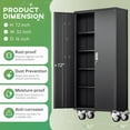 thumbnail image 2 of SOLAURA 72" Metal Storage Cabinet with Wheels and Pegboard, Lockable Rolling Garage Cabinet with Doors and 4 Adjustable Shelves for Home, Kitchen, Office, Warehouse, Garage (Black), 2 of 8