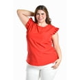 thumbnail image 1 of Blusa con manga de olan y moño en espalda Roman Fashion /Tallas Extras, 1888 (Rojo) rojo 38, 1 of 6