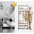 thumbnail image 5 of Coat Rack, Hall Tree with Bench and Shoe Storage, with 5 Hooks, 4 Tier Shoe Shelves, Freestanding Coat and Shoe Rack Entryway, 4-in-1 Wood Coat Stand, for Entryway, Hallway, Living Room, 5 of 8