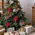 thumbnail image 4 of Lazo de cinta de Navidad, decoración de árbol de conos de pino, rojo, negro, a cuadros, brillante, regalo, 4 of 4