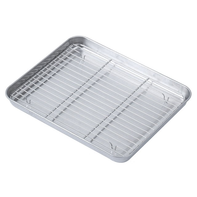Muyoka Juego de bandejas y rejillas para hornear Bandeja para hornear de acero inoxidable Juego de bandejas para hornear con rejilla de alambre para horno y lavavajillas No tóxico Juego de rejillas de Muyoka Hogar