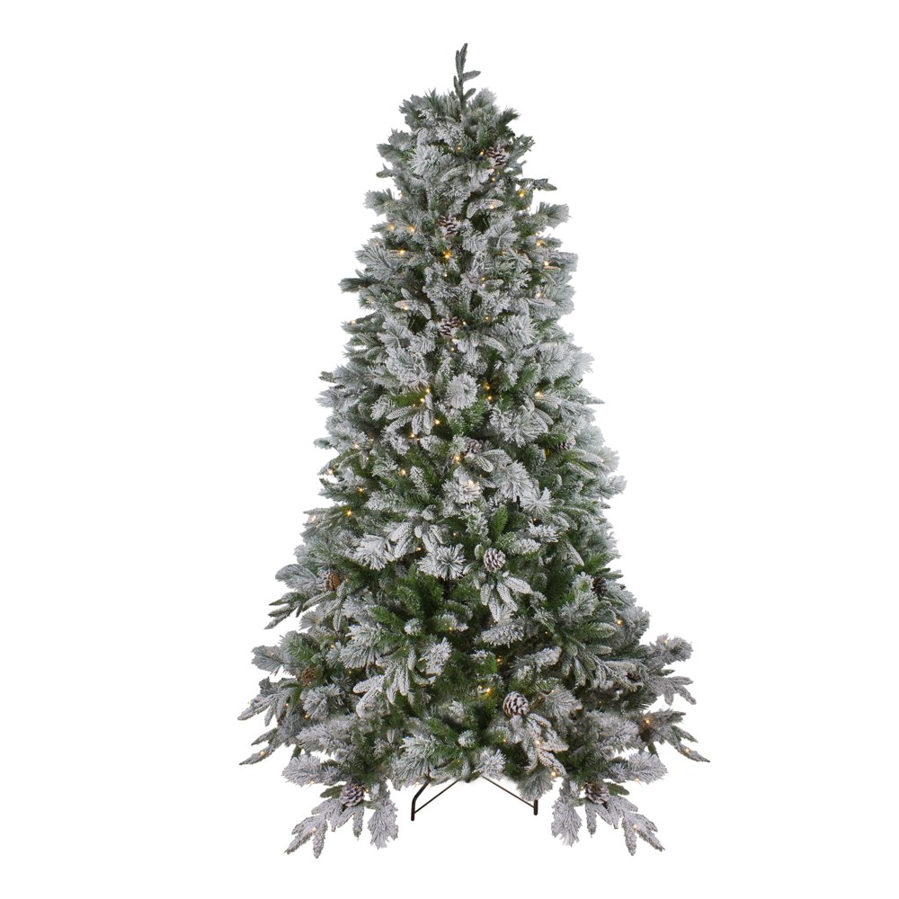 Northlight 7.5' Prelit LED Artificial Christmas Tree Flocked Mixed Colorado Pine Warm Clear