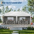 thumbnail image 5 of Twister.CK 10x20 Pop Up Canopy Tent with 4 Sidewall, Heavy-Duty Rust-Proof Frame Party Tent, 3 Adjustable Heights, Roller Bag, 6 Sandbags, UV Protection for Backyard Patio Garden Party, White, 5 of 7
