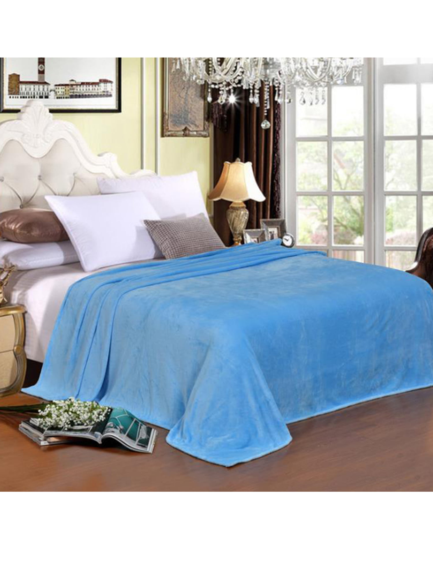 200x240 Blue Cuddly Soft MINK FAUX FUR BLANKET Bed,Sofa Throw King Size 