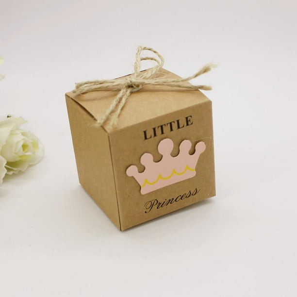 Cajas De Dulces Para Boda O Baby Shower - 50 Unidades, Papel Con Diseño Huella Bebé, Incluyen Cintas, Color Rosa