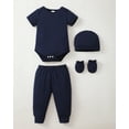 thumbnail image 5 of KIMI BEAR Newborn Baby Boys Layette Gift Set 6-9 Months Summer Outfits 4 Packs Short Sleeves Romper Top + Pants + Hats + Gloves 16pcs Blue, 5 of 10