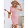 thumbnail image 5 of Women'S Summer Casual Knit Dress Short Sleeve Crewneck Slim Fit T Shirt Bodycon Dresses Pink L, 5 of 9