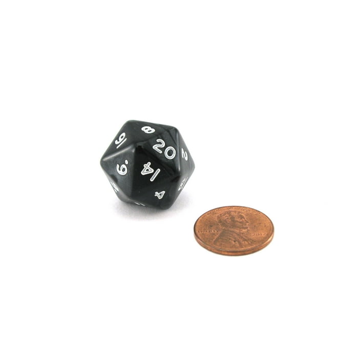 2020 Dice High Roller Twenty Sided D20 with Two 20s, 1 Piece Black