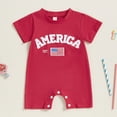 thumbnail image 4 of Xudanell Baby Girl Newborn Clothes 4th of July Flag Rompers Jumpsuit Outfit Summer Trendy Baby Wear Red 6-12 Months, 4 of 6