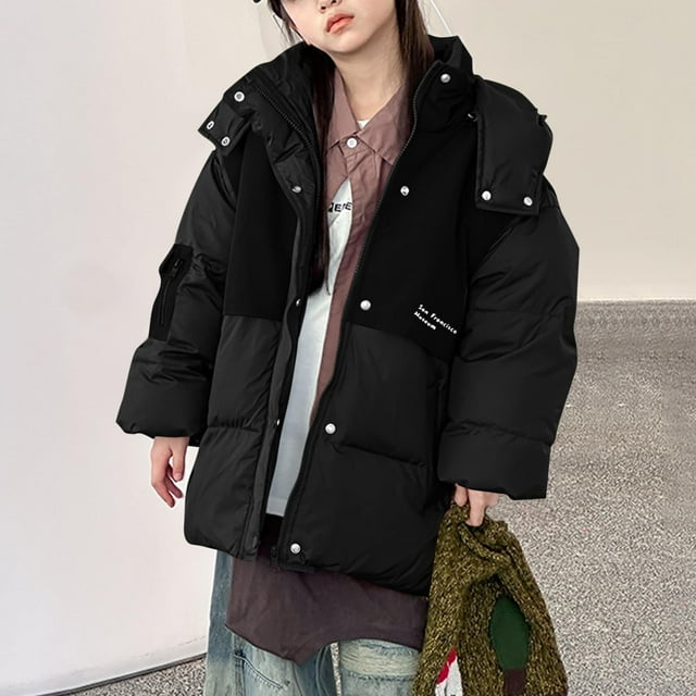 Parkas de manga larga para otoño e invierno para niños, de color liso, con capucha, de manga larga, gruesas y cálidas, bonitas y casuales, para niños y niñas, parte superior de poliéster.