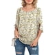 thumbnail image 2 of Qarigey Camisa de mujer Estampado de media manga Top Camisa de mujer Estampado de medio cuello Blusa informal Prendas para la parte del cuerpo flor blanca amarilla S, 2 of 5