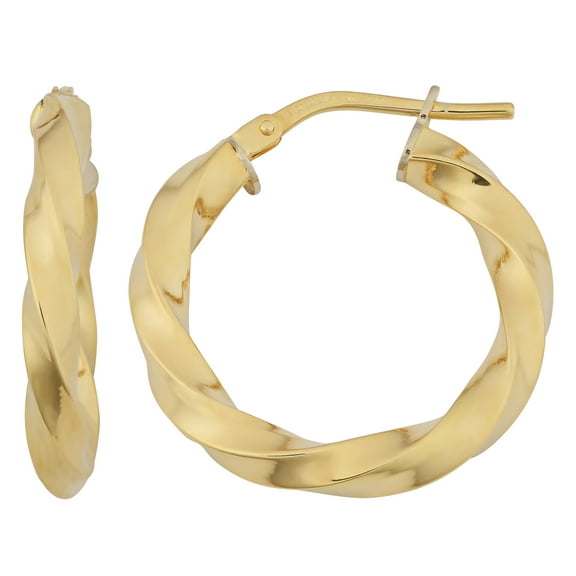 KoolJewelry 18k Yellow Gold 3x15mm Twisted Hoop Earrings