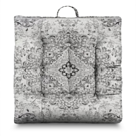 Boho Floral Vintage 24" Square Meditation Cushion - Thick & Supportive Floor Pillow for Adults with Tribal Folk Style Patterns, Soft Skin-Friendly Fabric for Yoga & Zen Sitting